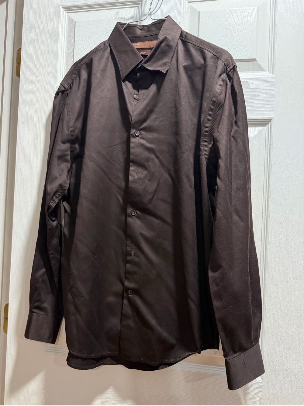 Perry Ellis  Men's L Brown Long-Sleeve Button-Up Shirt Jacket